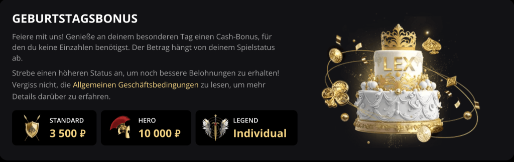 geburtstagbonus lex casino